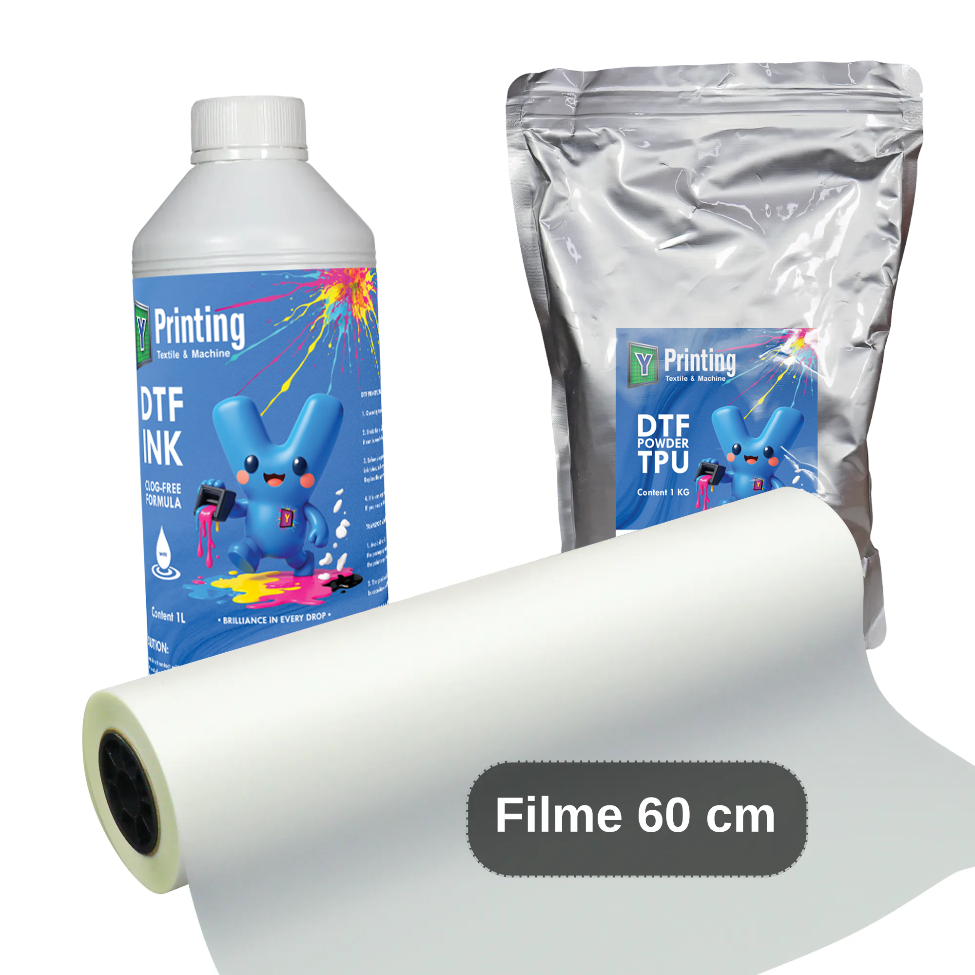DTF combo Kit 60cm film, white ink, white powder