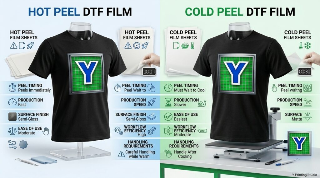 Hot Peel vs Cold Peel DTF Film Comparison Hot Peel vs Cold Peel DTF Film Comparison