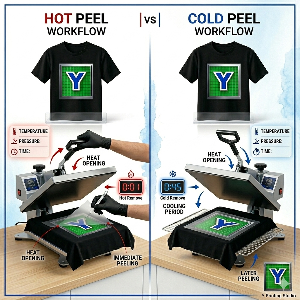 Hot Peel vs Cold Peel DTF Film Workflow Hot Peel vs Cold Peel DTF Film Workflow